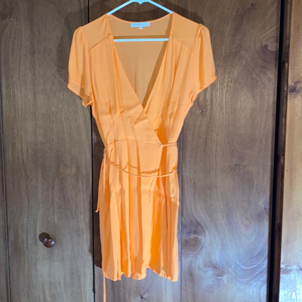 Bright orange mini wrap dress